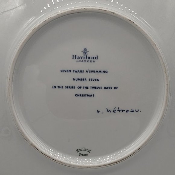 Vintage Two Haviland Limoges Christmas Plates Nine Ladies And Seven Swans 1970's - Picture 7 of 7